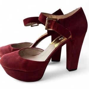 MICHAEL MICHAEL KORS Suede Platform Heels Pumps Almond Toe size 9.5
